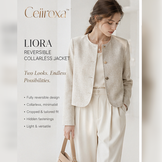 Ceiiroxa™ Liora Reversible Collarless Jacket – Women's Lightweight Cropped Tailored Outerwear
