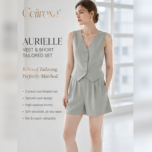 Ceiiroxa™ Aurielle Tailored Vest and Shorts Set – Women's Elegant Two-Piece Summer Suit
